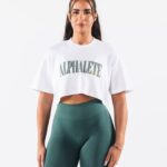 klær T442193 hvit republikk crop tee kvinner Alphalete
