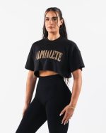 klær T442201 svart republikk crop tee kvinner Alphalete - Bilde 3