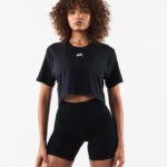 klær T442211 svart wolf head airtech ss crop kvinner Alphalete