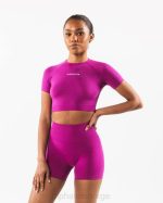 klær T442221 candy crush rosa forsterke ss crop kvinner Alphalete - Bilde 4