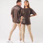 klær T442225 nellik brun gigantisk ulvhodet-skjorte unisex Alphalete