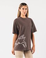 klær T442225 nellik brun gigantisk ulvhodet-skjorte unisex Alphalete - Bilde 3