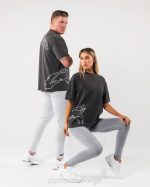 klær T442226 vintage svart gigantisk ulvhodet-skjorte unisex Alphalete