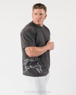 klær T442226 vintage svart gigantisk ulvhodet-skjorte unisex Alphalete - Bilde 3