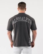 klær T442226 vintage svart gigantisk ulvhodet-skjorte unisex Alphalete - Bilde 4