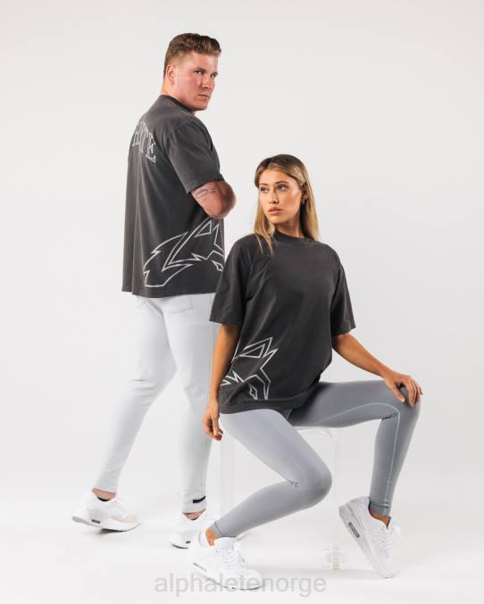 klær T442226 vintage svart gigantisk ulvhodet-skjorte unisex Alphalete - Bilde 1