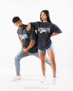klær T442232 delfinblå ulvhodet-skjorte unisex Alphalete
