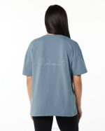klær T442235 tåke blå signatur oversized t-skjorte kvinner Alphalete