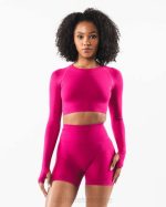 klær T442249 magenta rosa stratus ls avling kvinner Alphalete
