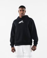 klær T442272 svart stensil hettegenser unisex Alphalete