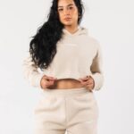 klær T442273 vanilje brun king crop hettegenser kvinner Alphalete