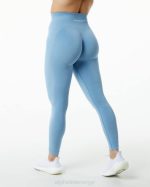 klær T442441 vasket denimblå forsterke legging kvinner Alphalete