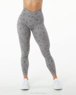 klær T442443 småsteinstrykk steingrå overflate power legging kvinner Alphalete