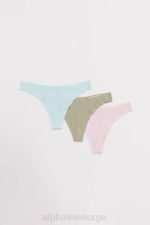 klær T442464 pudderblå/bladgrønn/pastellrosa sømløs stringtruse 3pk kvinner Alphalete