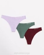 klær T442466 syrin/sangria/jadegrønn sømløs stringtruse 3pk kvinner Alphalete
