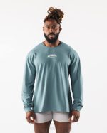 klær T442529 Turkis blå aa paisley print ls t-skjorte menn Alphalete