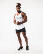 klær T442578 hvit paisley print råskåret tank menn Alphalete - Bilde 2