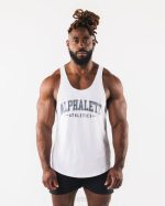 klær T442578 hvit paisley print råskåret tank menn Alphalete
