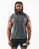 klær T442586 røykgrå børstet ulv hode muskel tank menn Alphalete