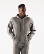 klær T442614 sterling grå original jakke med full glidelås menn Alphalete